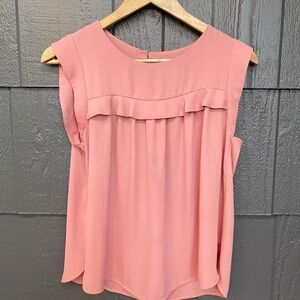 Ann Taylor LOFT dusty rose loose fitting ruffle blouse